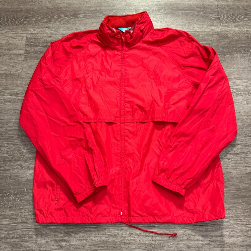 Woolrich Jacket Men Large Red Nylon Windbreaker Teton Group Lightweight Full Zip
